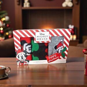 Disney Mickey Mouse Set of Three Crew Socks NEW IN PACKAGE